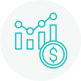 A graph with dollar sign on it signifying British male voiceover services can be inexpensive