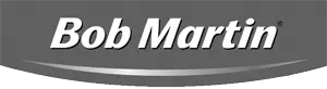 Logo of "Bob Martin" on a curved gray backdrop.
