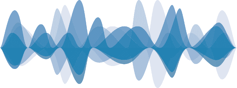 A wiggly blue waveform of audio as seen by a voice over online when editing audio
