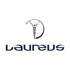 the Laureus logo being of a statue in an arc with laureus underneath being used to show the diverse range of clients who hire the voiceover recording services of Neil Williams British male voiceover artist with studio