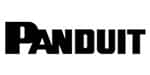 Panduit logo is the word Panduit in capital letters, with an extra large 'P' at the front. All in black.