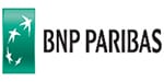 The BNP Paribas logo is a green rectangle at one end, standing long ways up with four white stars almost in the shape of a number 6, but they stop at the bottom before curving round to complete the 6. To the right of that is the words BNP Paribas in black capital letters.