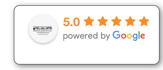 5.0 star google reviews for British male voiceover artist neil williams